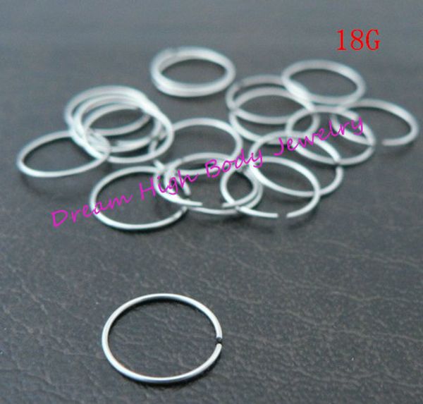 

wholesale-hoop nose ring eyebrow cartilage ear stud plain surgical steel 18g 100pcs/lot r fashion body piercing jewelry, Slivery;golden