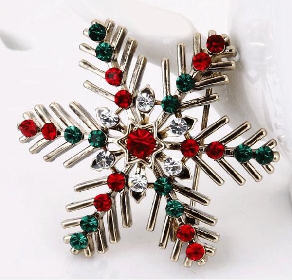 

4pcs/lot drop shipping christmas gift alloy pin brooch new creative alloy vintage brooch collar christmas snowflake brooches 3.8cm, Gray