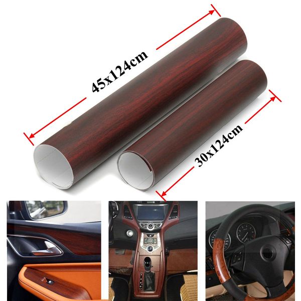 30x124cm 45x124cm Car Styling Automotive Interior Stickers Truck Trailer Pickup Wood Grain Vinyl Wrap Sheet Sticker Decal Automotive Interior