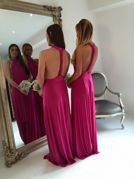 

simple long bridesmaid dresses halter cross straps burgundy prom dress a-line backless evening gowns wedding party dresses vestido longo, White;pink