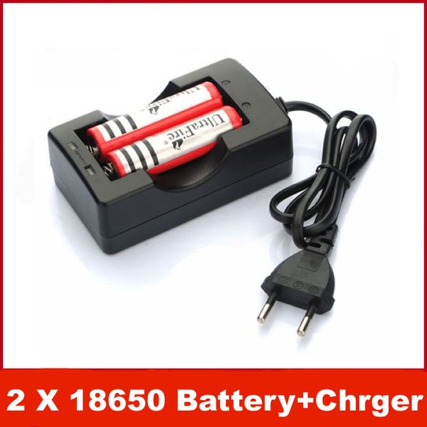 

new 2x ultrafire 18650 3.7v 3000mah li-ion lithium rechargeable battery + ac charger for eu us