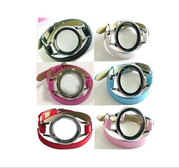 

10pcs Stainless Steel Magnetic Wrap Bracelet Locket with Twist Heirloom Face with Leather Wrap Locket Bracelet(no charms)