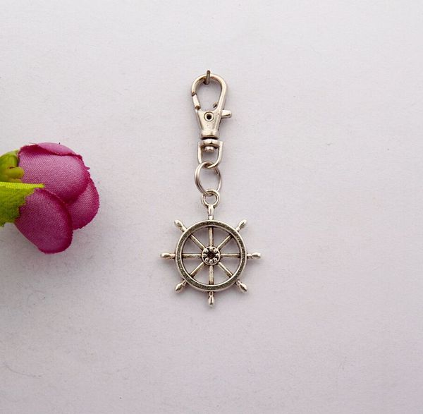 

горячее надувательство 100 шт. / лот древнее серебро милый руль очарование вращение омар кнопка брелок подарки подходят diy брелки женская м, Slivery;golden