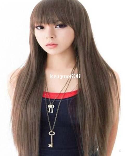 

Cool2day милый коричневый длинный прямой парик Kanekalon полные парики( модель:JF010011)