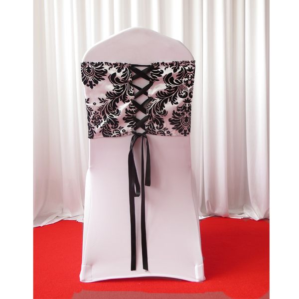 28 centimetri * 80 centimetri bianco nero affollamento copertura della sedia taffettà telaio con cravatte / eleganza damascato corsetto telaio della sedia