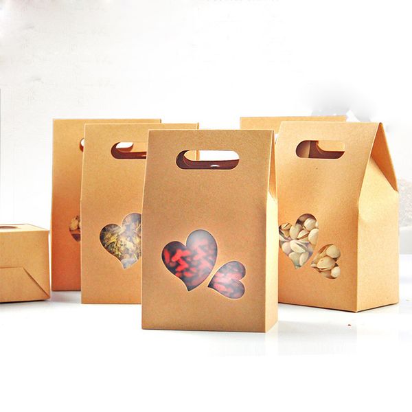 

10x15.5cm brown kraft paper gift box with window