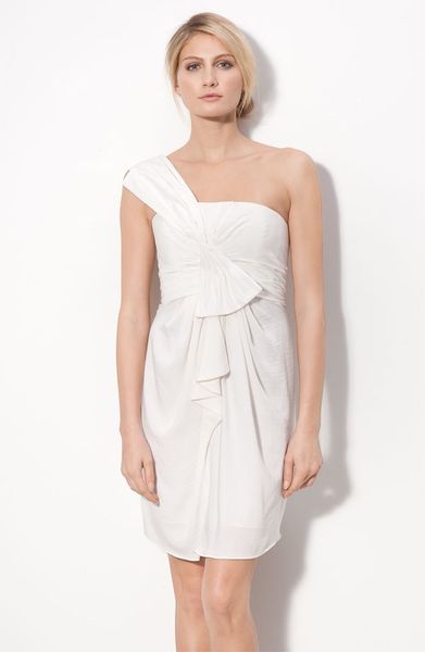 

2016 new simple pupolar ping fabulous sheath one-shoulder beaded short mini chiffon bridesmaid dress(bd0886, White;pink