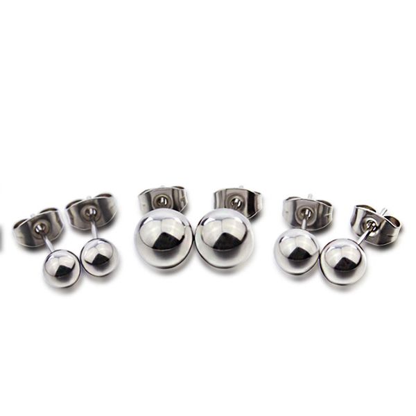 

new wholesale fashion vintage surgical ball stud earring for women stainless steel ear jewelry christmas gift, Golden;silver