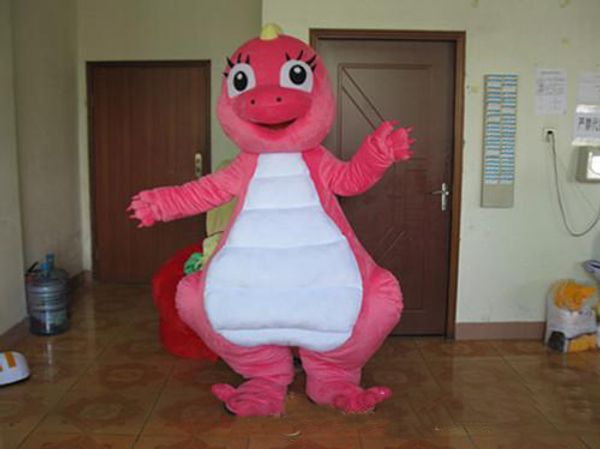 

2018 lovely pink dragon cartoon doll mascot costume ing, Red;yellow