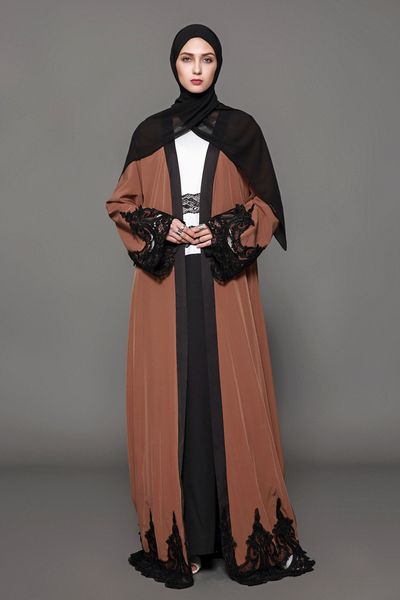 

plus size new collection muslim women lace kaftan dress islamic long sleeved abaya dress s-5xl robes, Red