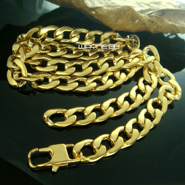 

316l stainless steel gold filled mens chain necklace in 50cm 60cm 70cm length 11mm width n293, Silver