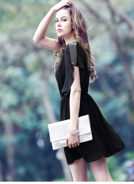 

wholesale-2015 summer dress women chiffon dress, Black;gray