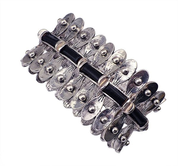 

new fashion bohemia tibet style vintage silver bangle link chain natural round shape bracelet for women, Black