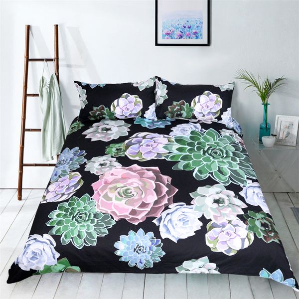 Green Succulents 3d Bedding Sets Duvet Cover Set Flower Plant