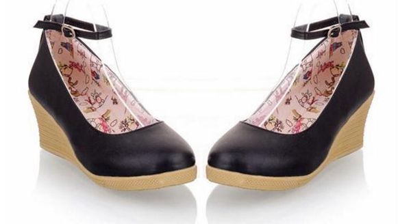 

the korean version of shallow slope with small round mouth shoes all-match leisure soft shoe buckle shoes shoes princess, Black