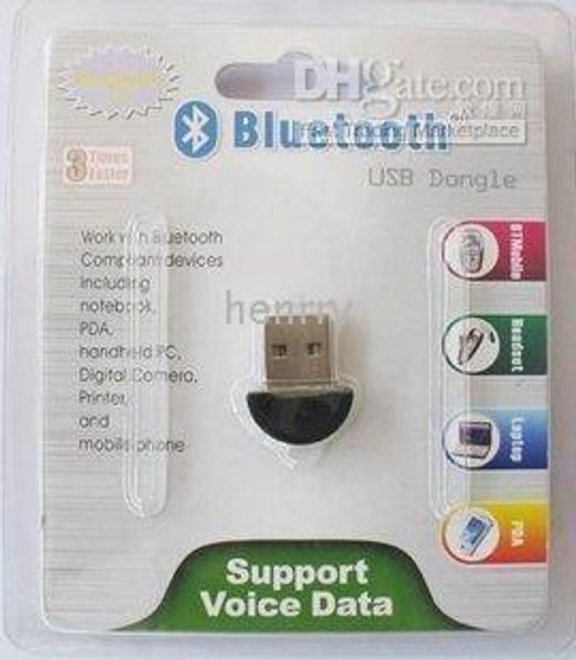 Adattatore wireless USB 2.0 Mini Bluetooth V2.0 EDR da 100 pezzi/Mini dongle USB 2.0