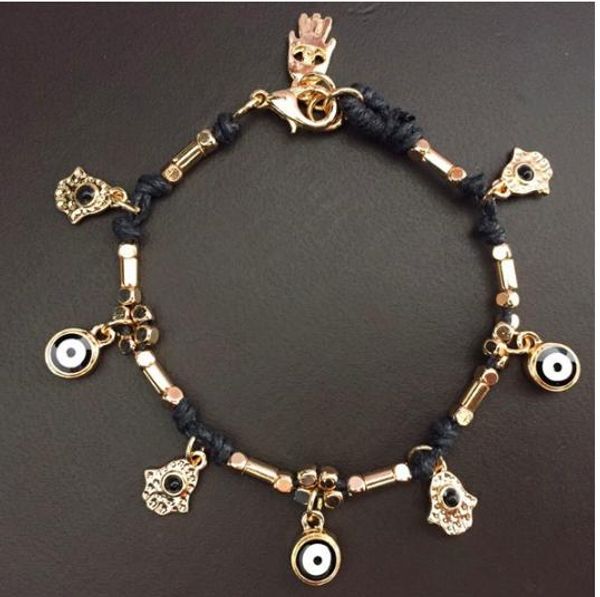 

2016 new fashion turkey evil eye resins beads pendant bracelet, Golden;silver