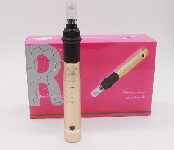 

2015 new gold electric auto derma pen therapy stamp anti-aging facial micro needles electric pen with retail packing