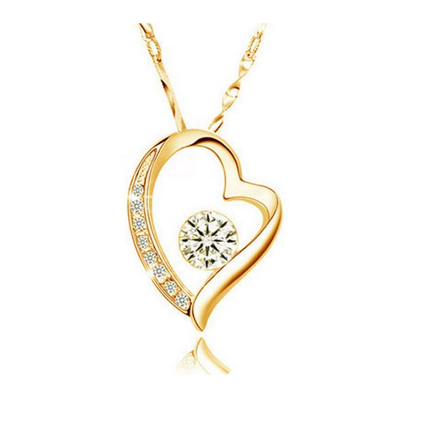 

valentine's day heart zircon pendant necklace austria crystal necklace for ture love 18k silver jewelry 8025