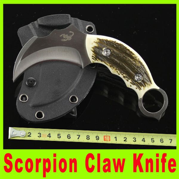 

Special offers Scorpion Claw knife Karambit AUS-8A 59HRC EDC Pocket knife Fixed Blade combat bone handle with K sheath sport Knives 722X
