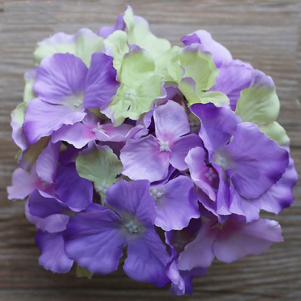 

wholesale- 5pcs artificial silk decorative hydrangea heads simulation diy flower head silk flower for wedding home decoration flower
