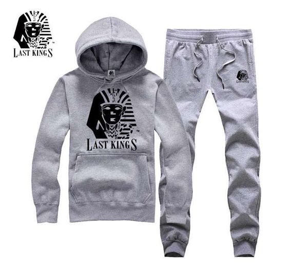 

12223 tracksuits hip hop fashion last kings suit men's hoody cotton hoodie +pants clothing s-5xl, Gray