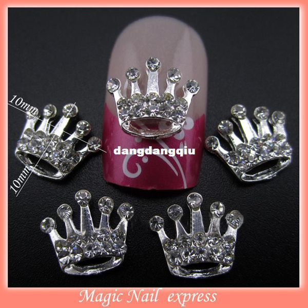

wholesale-ynb45 100pcs 3d nail art decoration silver nail charms crown metal nail decoration supplies, Silver;gold