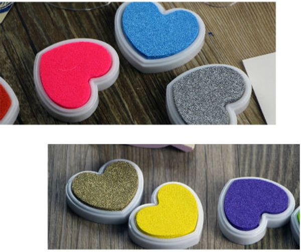 

2015 new arrival candy colored heart shaped inks love diy creative partner multicolor stamp pad stamp dhl free