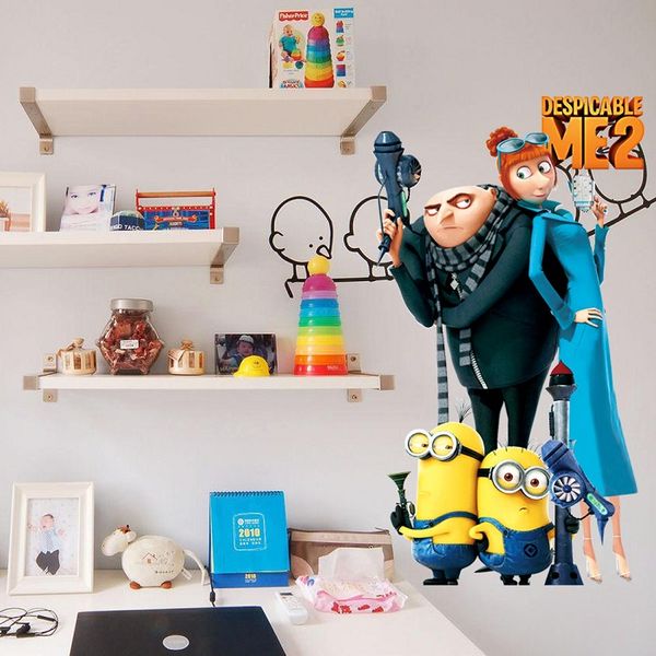 Despicable Me 2 Minion Children Wall Stickers Gru Lucy Cartoon Kids Room Wall Decor Decals For Bedroom Playroom Living Room Vinyl Window Decals Vinyl