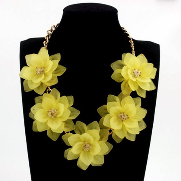 

wholesale- romantic fresh colorful short fashion women jewelry choker necklaces five flower necklace popular accessories 13 colors n00420, Golden;silver