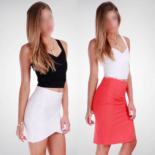 

hipping womens v-neck bandage cropped club cami tank back zipper vest, White