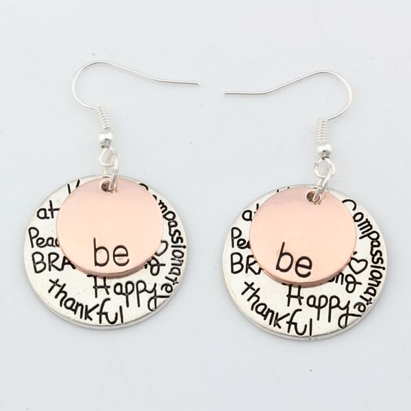 

Hot ! 15 pair Antique silver "Be" Charms Earrings With Fish hook Ear Wire 25 X 46mm