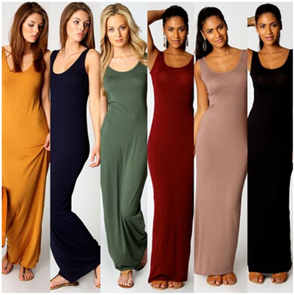 

women summer long dress 2016 robe plus size sleeveless tank dress women party maxi dresses long vestidos, Black;gray