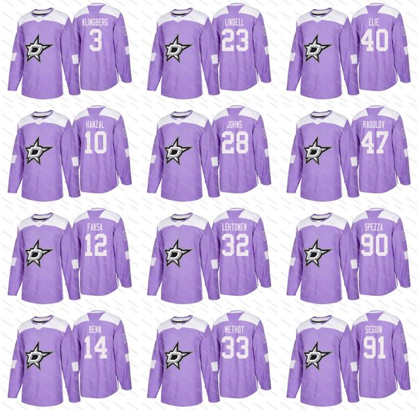 

2018 Fights Cancer Stars 91 Tyler Seguin 14 Jamie Benn Jason Spezza 40 Remi Elie Methot Lehtonen Johns Lindell Faksa Hanzal Jerseys