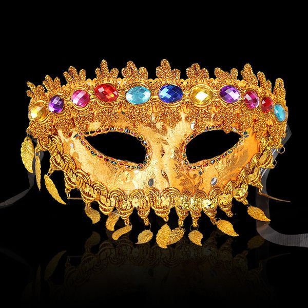 

Halloween Masquerade Princess Mask Color Rhinestone Half Face Venice Women Mask Dancing Party Cosplay Performance Decoration 10pcs/lot SD420