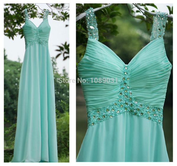 

2014 new crystal beaded v neck open keyhole back chiffon turquoise real sample evening dress formal gowns, Black;red