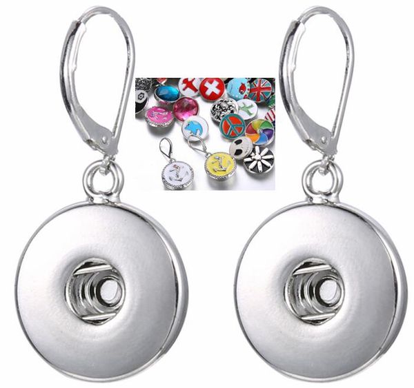 

2020 new design silver color round diy snap button earings dangle can match different unique snap style by yourself