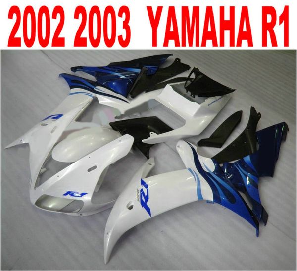 

7 gifts injection mold fit for yamaha r1 2002 2003 blue white black fairings set yzf r1 02 03 fairing kit lq63
