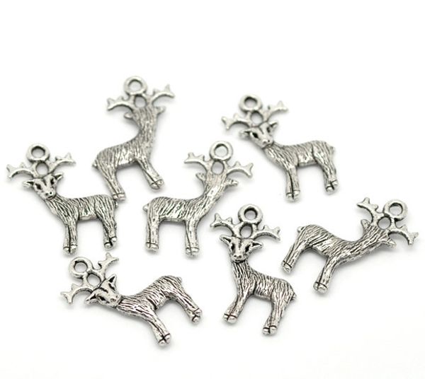 

wholesale lots silver tone christmas reindeer charm pendant 24x19mm for jewelry making party decoration