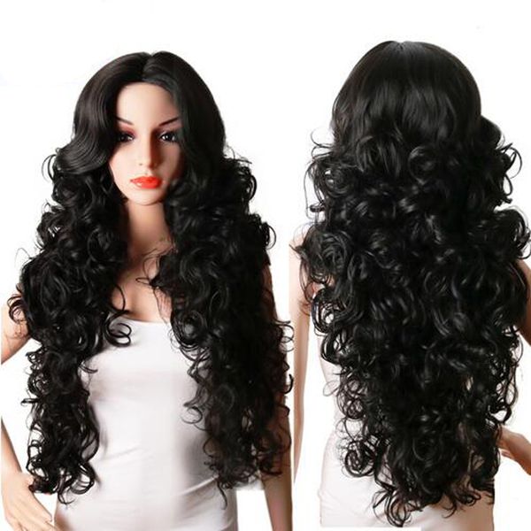 Long Synthetic Wigs For Black Women 28inch Bouncy Curly Naturally