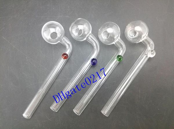 14 cm gebogene Glas-Ölbrenner, Glaspfeifen, Glas-Trockenpfeifen, Räucherpfeifen mit verschiedenfarbigem Glas-Balancer