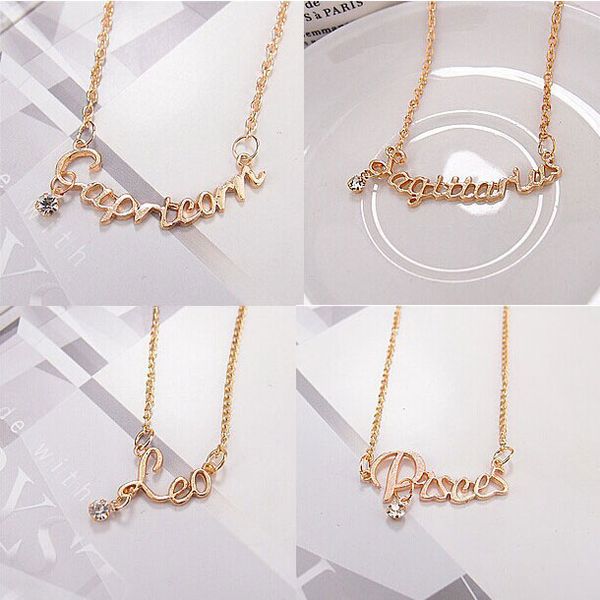 

Бесплатная доставка новая мода двенадцать знаков ожерелья письма ожерелье зодиа