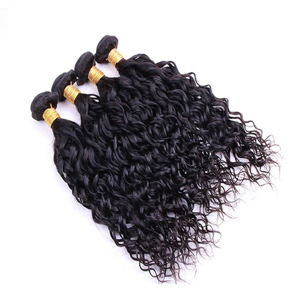 

water wave hair curly weave remy brazilian virgin hair wet and wavy malaysian human hair extensions 6 bundles 50g one bundle, Black