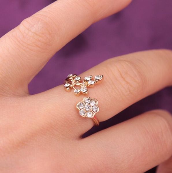 

delicated flower leaf rings for women silver/gold tone alloy infinity twisted rings