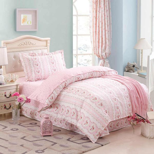 Girls Pink Flower Heart Bed Duvet Cover Sheet Pillowcase 100