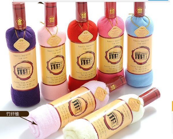 

wholesale- new bath shower soft cotton towel wine bottle shape washcloth towel gift ing