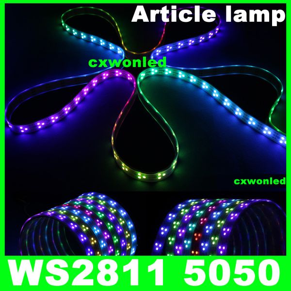 ws2811 IC 5050 цифровой RGB полосы света, 90led IP67 трубки водонепроницаемый и IP20 не водонепроницаемый мечта магия цвет 12V светодиодные ленты, 90LED / м