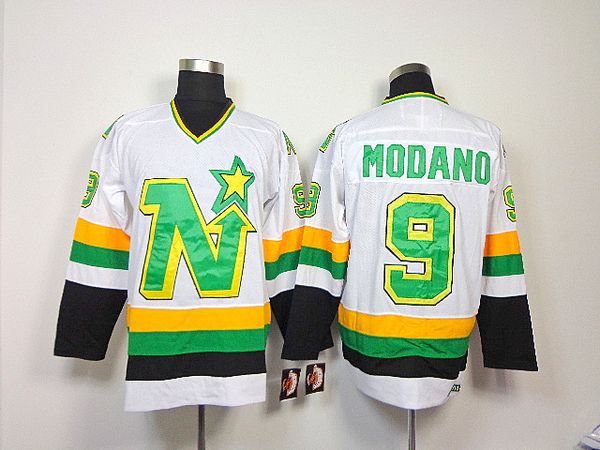 

dallas stars ice hockey jerseys #9 mike modano white green hockey jerseys with name embroidery logo mix order, Black;red