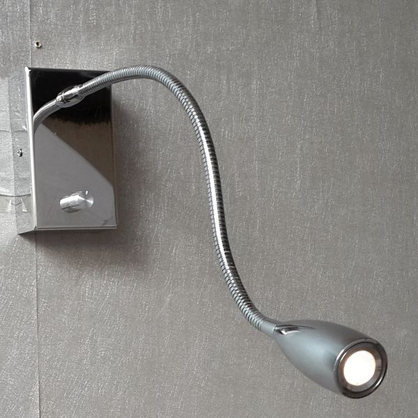

ch dimmable wall spotlight knob on/off dimming 15%-100% alumimum hose flexible cree led 3w 200lm elegant chrome finish