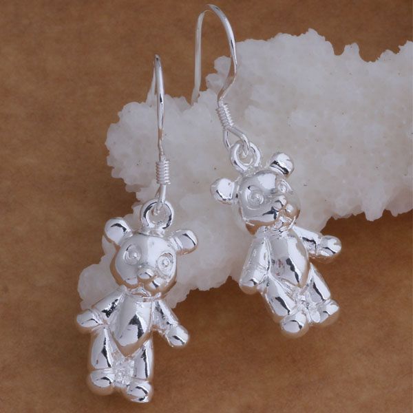 

fashion (jewelry manufacturer) 40 pcs a lot bear earrings 925 sterling silver jewelry factory price fashion shine earrings